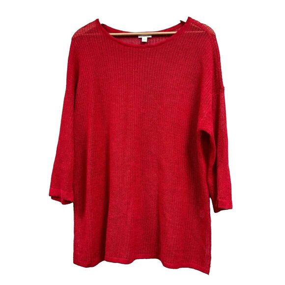 J. Jill Large Red Open Knit Top - Picture 1 of 6